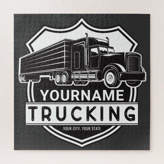 Puzzle NOM personnalisé Camions Big Rig Semi Trucker (Vertical)