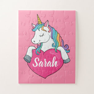 Puzzle Nom personnalisé Cute Unicorn