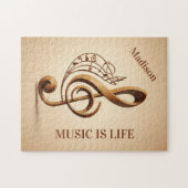 Puzzle Nom personnalisé et texte - Note de clic musicale (Horizontal)