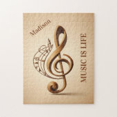 Puzzle Nom personnalisé et texte - Note de clic musicale (Vertical)