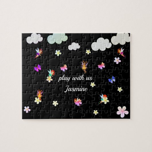 Puzzle Nom personnalisé Filles Fées (Horizontal)