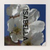 Puzzle Nom personnalisé Fleurs blanches (Horizontal)