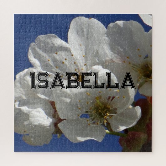 Puzzle Nom personnalisé Fleurs blanches (Vertical)