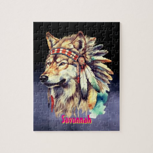 Puzzle Nom personnalisé Loup (Vertical)