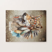 Puzzle Nom personnalisé Loup (Horizontal)