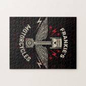 Puzzle Nom personnalisé Motorcycle Piston Wings Biker Gar (Horizontal)