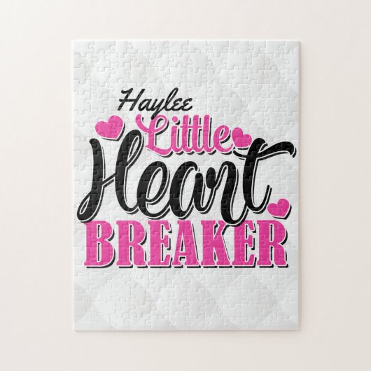 Puzzle Nom personnalisé Pink Little Heart Breaker (Vertical)