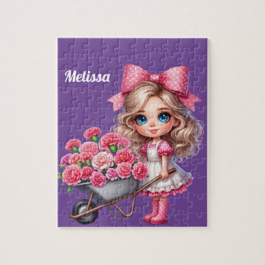 Puzzle Nom personnalisé pour fille (Vertical)