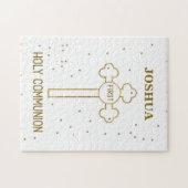 Puzzle Nom personnalisé Première Sainte Communion Gold Lo (Horizontal)