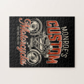 Puzzle Nom personnalisé Skeleton Motorcycle Boutique (Horizontal)
