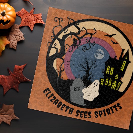 Puzzle Nom Personnalisé Voit Spirits Halloween Faux Paper