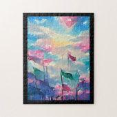 Puzzle Nombreux drapeaux art abstrait coloré (Vertical)