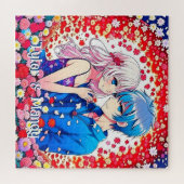 Puzzle Noms d'Anime Couple Personnalisé (Horizontal)