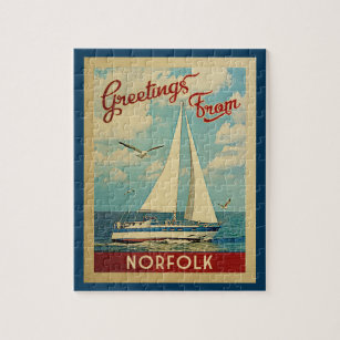 Puzzle Norfolk Sailboat Vintage voyage Virginie