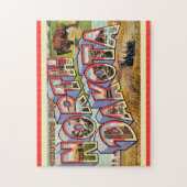 Puzzle North Dakota Salutations Carte postale 11x14 (Vertical)
