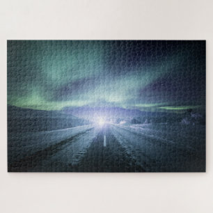 Puzzle Northern Lights Road Finlande