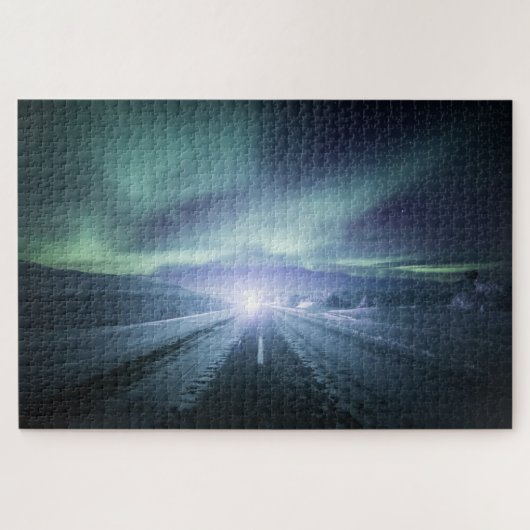 Puzzle Northern Lights Road Finlande (Horizontal)