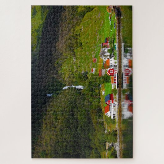 Puzzle Norway Fjord waterfall Scandinavia. (Vertical)
