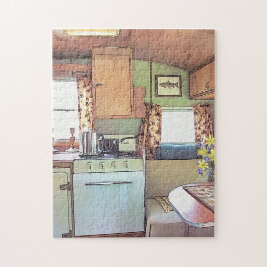 Puzzle Nostalgale Camper Vintage Travel Trailer Kitchen (Vertical)