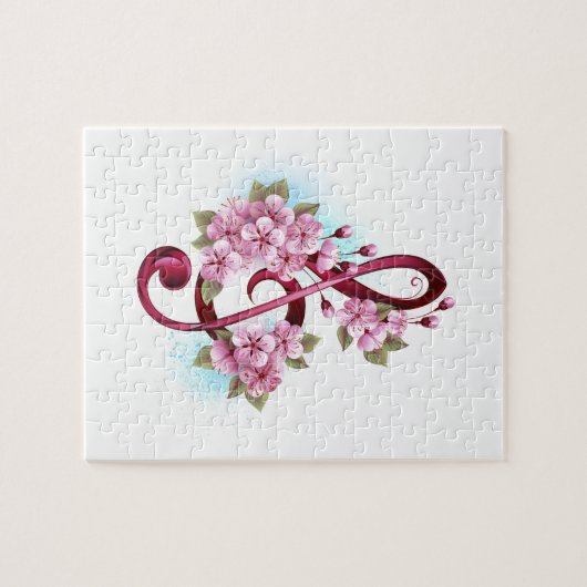 Puzzle Notes de clef musicale en treble avec des fleurs S (Horizontal)