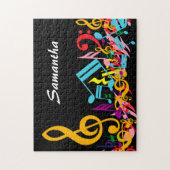 Puzzle Notes de musique colorée sur le noir (Vertical)