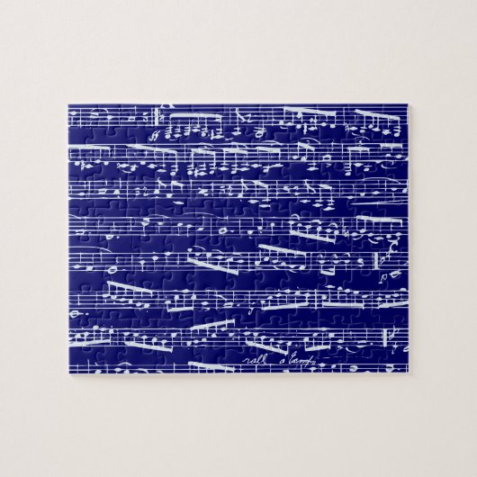 Puzzle Notes de musique de bleu marine (Horizontal)