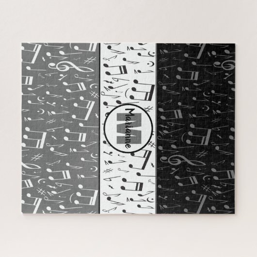 Puzzle 
Notes de musique en noir gris et blanc (Horizontal)