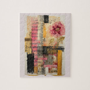 Puzzle Notes de musique et de fleurs roses