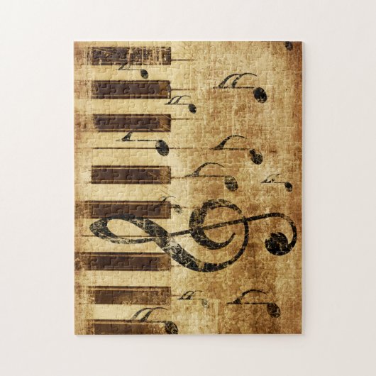 Puzzle Notes de musique rétro et piano (Vertical)