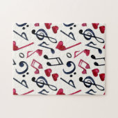 Puzzle Notes de musique & symboles Noir & Blanc (Horizontal)