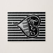 Puzzle Notes et piano de musique noir et blanc (Horizontal)