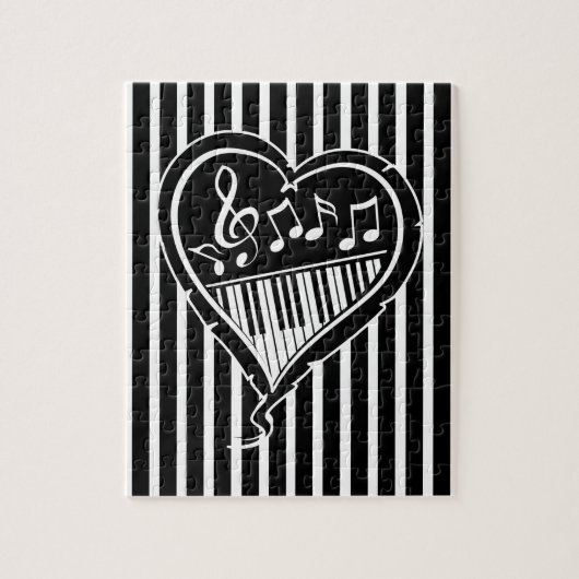 Puzzle Notes et piano de musique noir et blanc (Vertical)