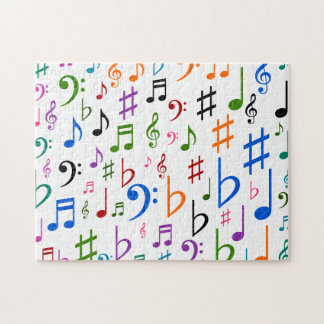 Puzzle Notes musicales et symboles colorés