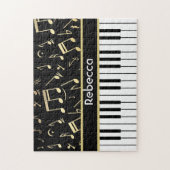 Puzzle Notes musicales et touches de piano Noir et Or (Vertical)