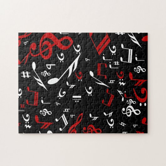 Puzzle Notes musicales rouges blanches et noires (Horizontal)