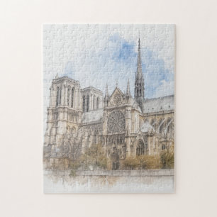 Puzzle Notre Dame aquarelle, art de la cathédrale de Pari
