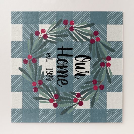 Puzzle Notre Home Script Bleu/Vert Buffalo Check Keïsaké (Horizontal)