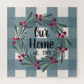 Puzzle Notre Home Script Bleu/Vert Buffalo Check Keïsaké (Vertical)