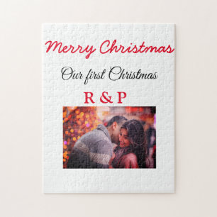 Puzzle Notre premier Noël ajouter nom photo mariage fianc