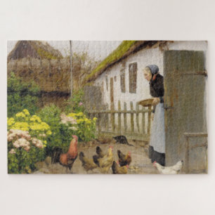 Puzzle Nourrir les poules (par H.A. Brendekilde)