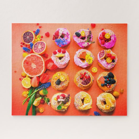 Puzzle Nourriture colorée aux fruits et aux beignets (Horizontal)