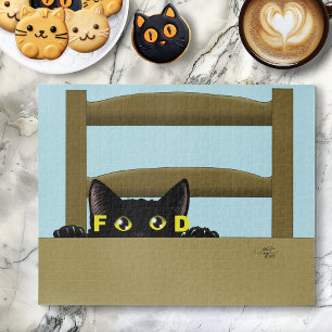 Puzzle Nourriture pour chat noir humour drôle chat affamé