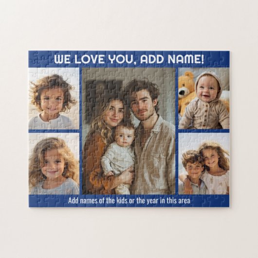 Puzzle Nous aimons Ajouter un nom - 5 Collage de photos (Horizontal)