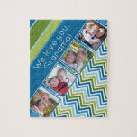 Puzzle Nous vous aimons grand-mère avec 4 photos et zig z<br><div class="desc">Une excellente façon d'afficher vos photos carrés à partir de votre compte en ligne.  Un design amusant zig zag stripe souligne les photos.</div>