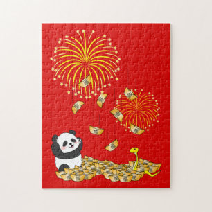 Puzzle Nouvel An chinois du serpent 2025 Panda