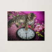 Puzzle Nouvel An Horloge Chat 12 minuit Compte rendu (Horizontal)