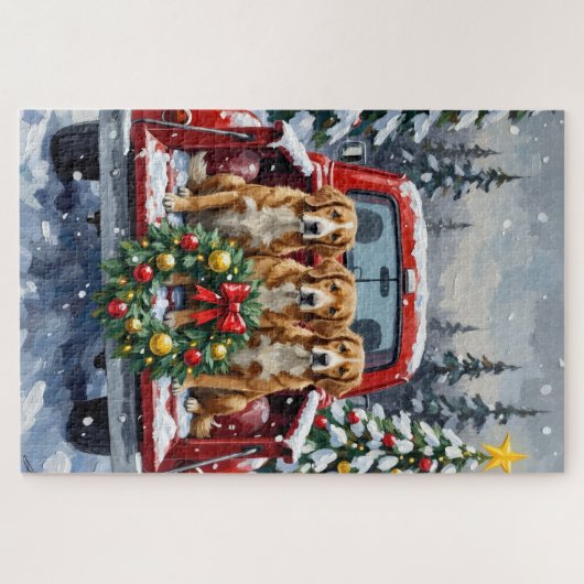 Puzzle Nova Scotia Duck Tolling Retriever Christmas Red (Horizontal)