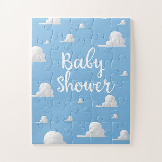 Puzzle Nuage Blanc Gonflé Baby Shower (Vertical)