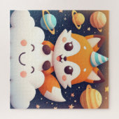 Puzzle Nuage Spatial Renard Mignon Pour Enfants (Horizontal)