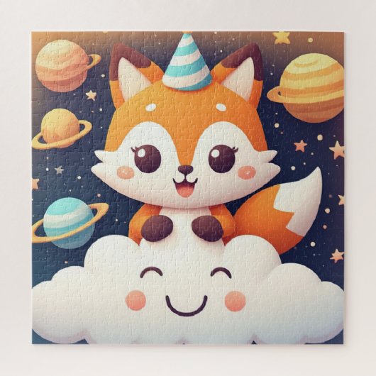 Puzzle Nuage Spatial Renard Mignon Pour Enfants (Vertical)